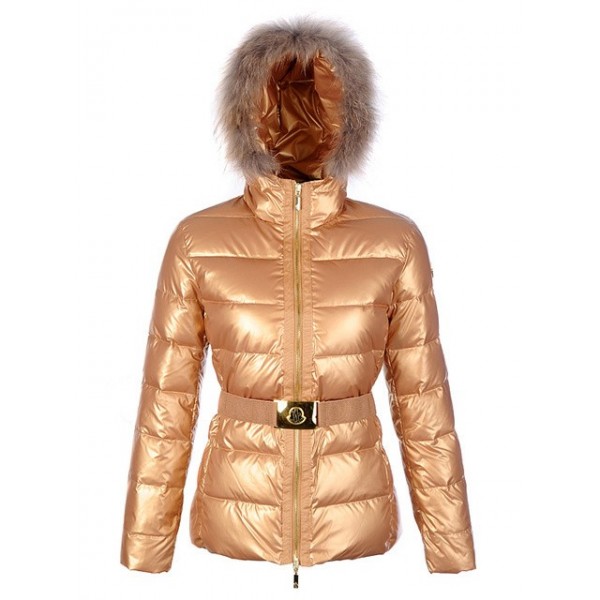 Moncler Short Gold Fur Cap e cinturino Slim caldo Cappotti uscita